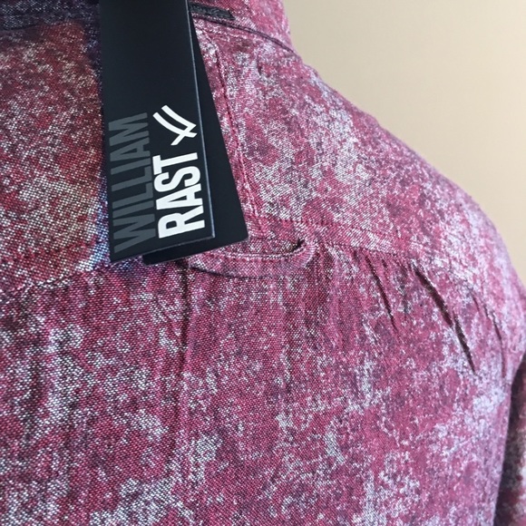 Men's medium William Rast button up shirt Justin Timberlake red wine color - Picture 8 of 13